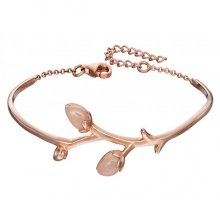 Rose Gold Plated Rose Jade Bud Bangle